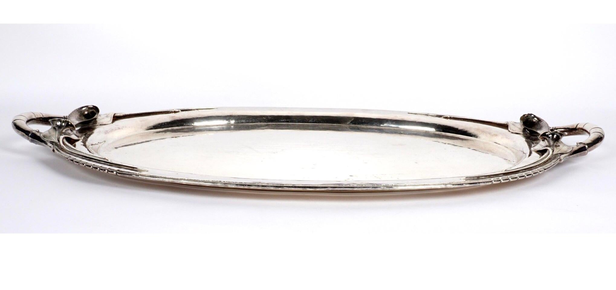 American Very Large Heavy 12 Pound Sterling Silver Tray Signed Yvar Peterson