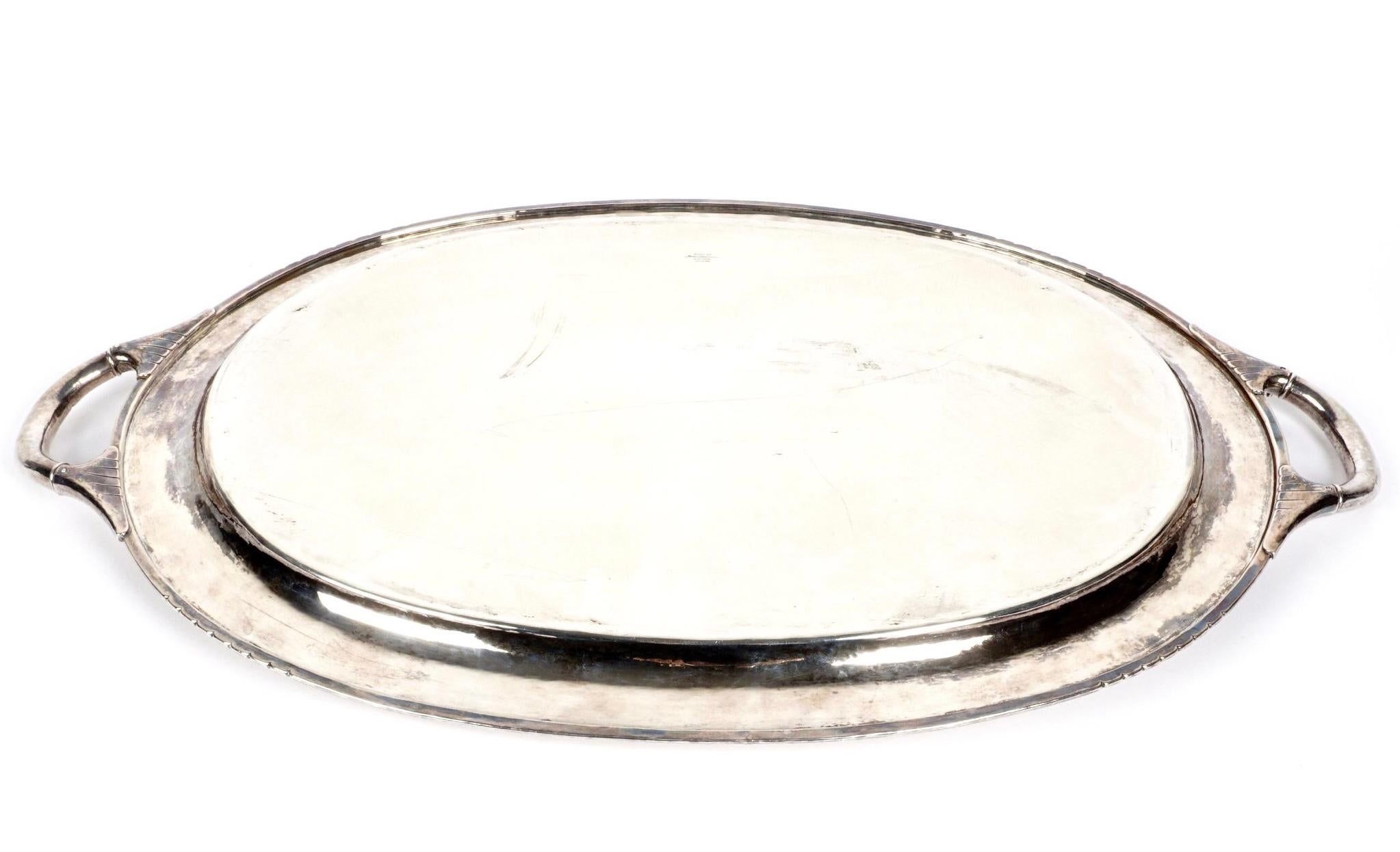 Very Large Heavy 12 Pound Sterling Silver Tray Signed Yvar Peterson In Good Condition In Bradenton, FL