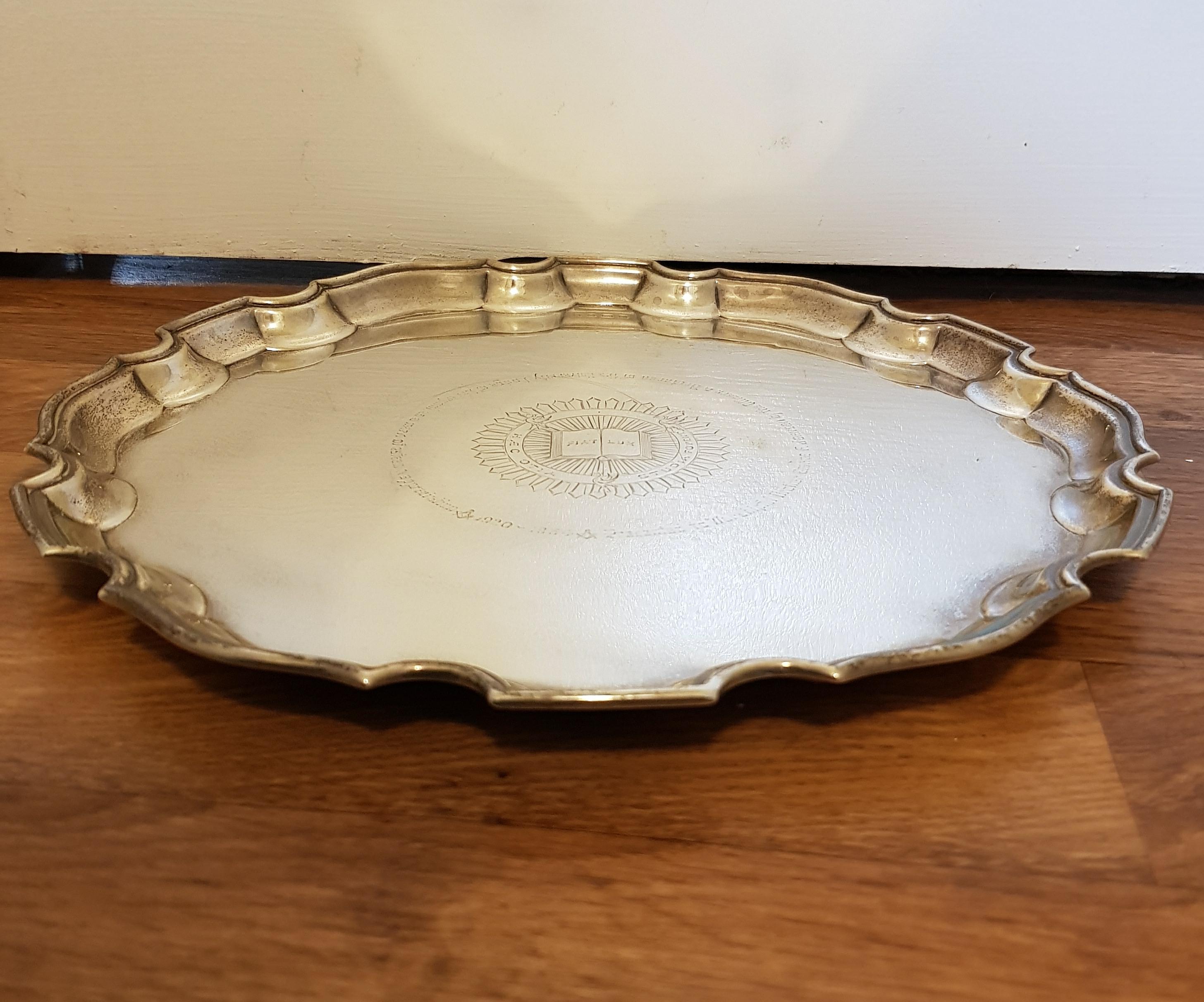 Victorian Very Large and Heavy Hallmarked Silver Salver with Masonic Interest