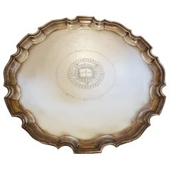 Very Large and Heavy Hallmarked Silver Salver with Masonic Interest