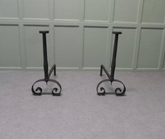 Very Large Heavy French Iron Andirons, Fire Dogs This is a very Large pair