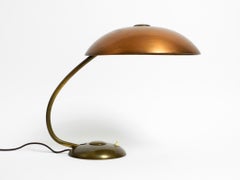 Very large heavy German Mid Century table lamp made of brass and with huge shade