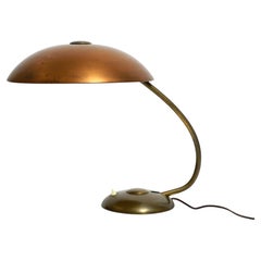 Very large heavy German Mid Century table lamp made of brass and with huge shade