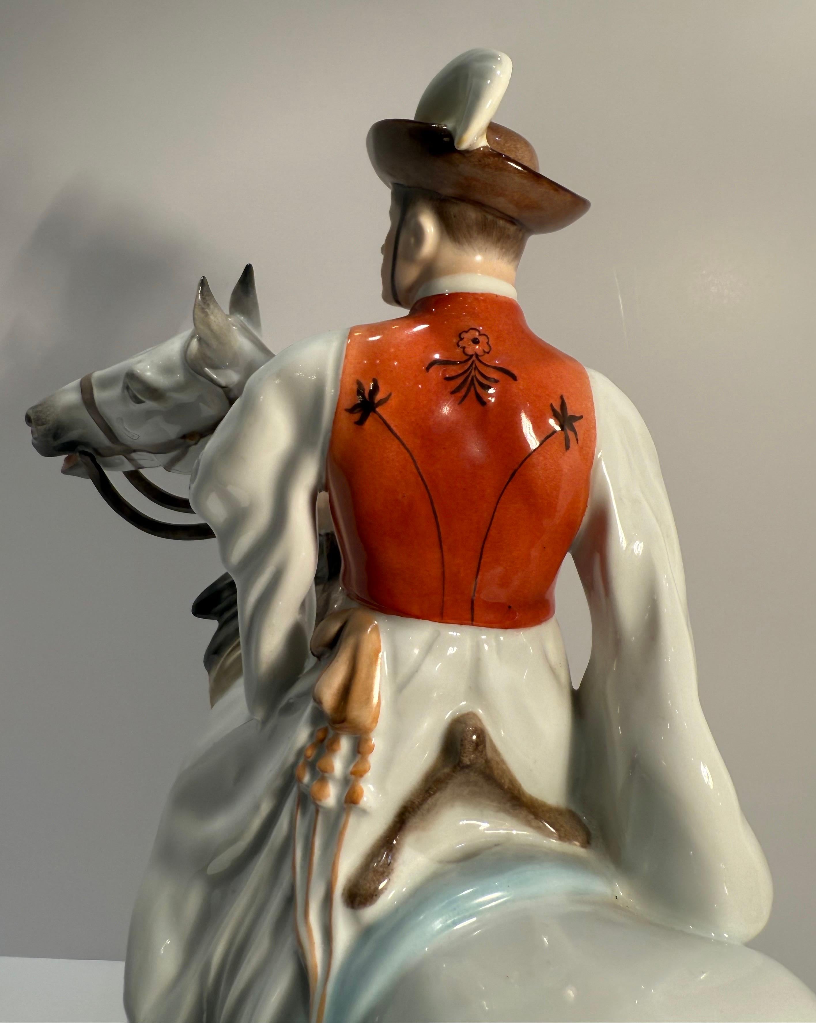 Gran figura de porcelana húngara Herend Csikós a caballo de gran calidad en venta 4