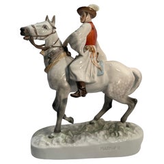 Very Large Herend Csikós on Horseback Fine Quality Hungarian Porcelain Figurine