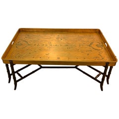 Very Large Hollywood Regency Glam Tray Top Gilded Coffee Table