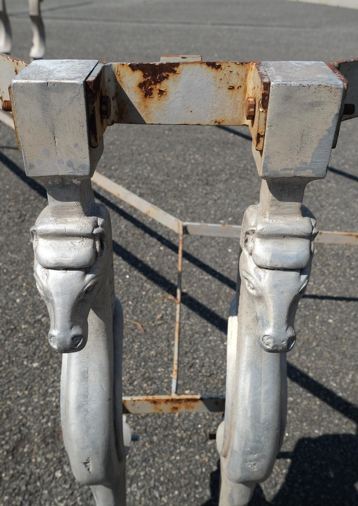 Mid-Century Modern Very Large Horse Motive Cast Aluminum Horse Head Hoof Feet Dining Table Base