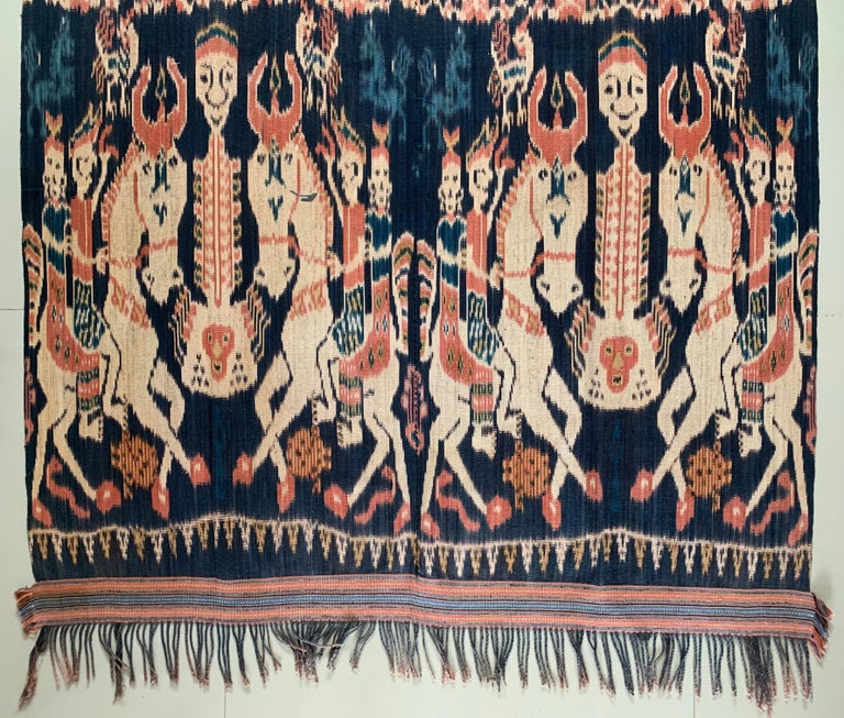 Grand Textile Vintage D'Indonésie – Ikat Tissé Main Sumba – 223x120 Cm