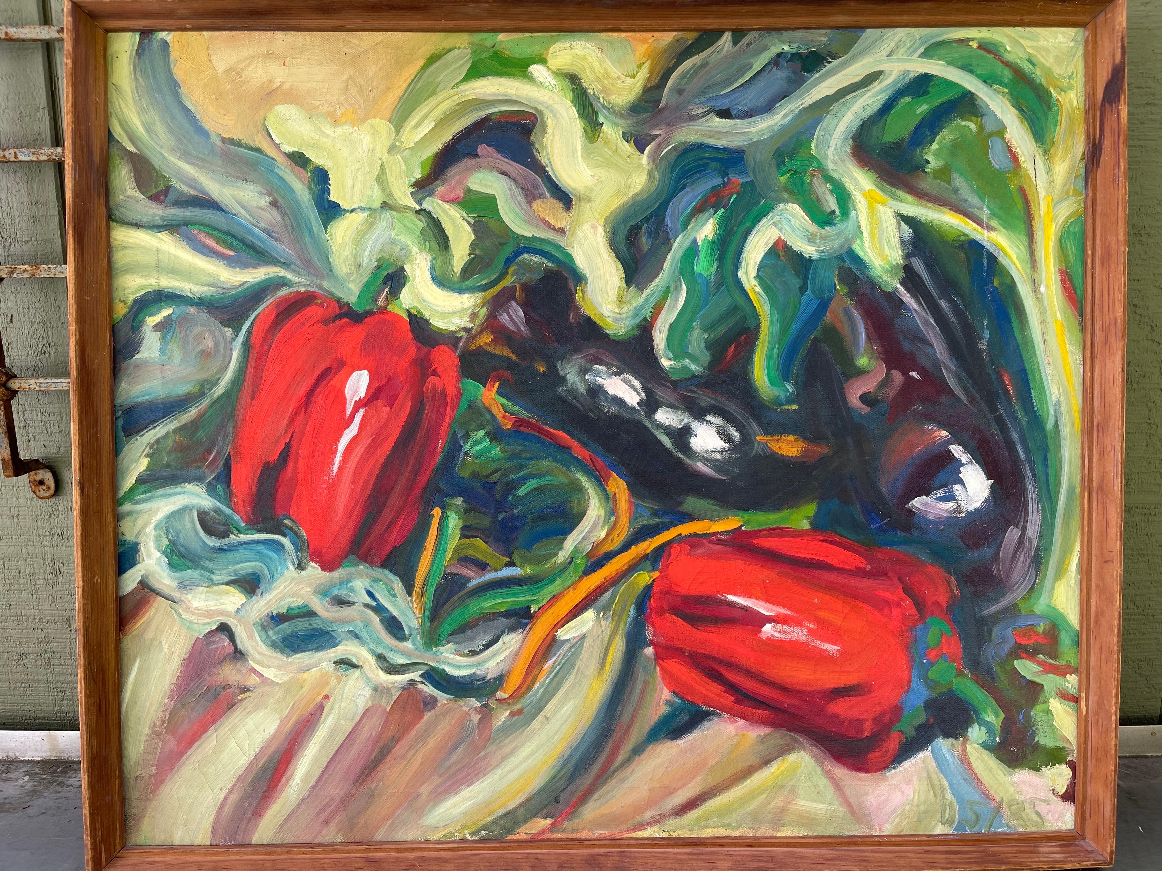 Mid-Century moderno Natura morta di verdure ad impasto molto grande in vendita