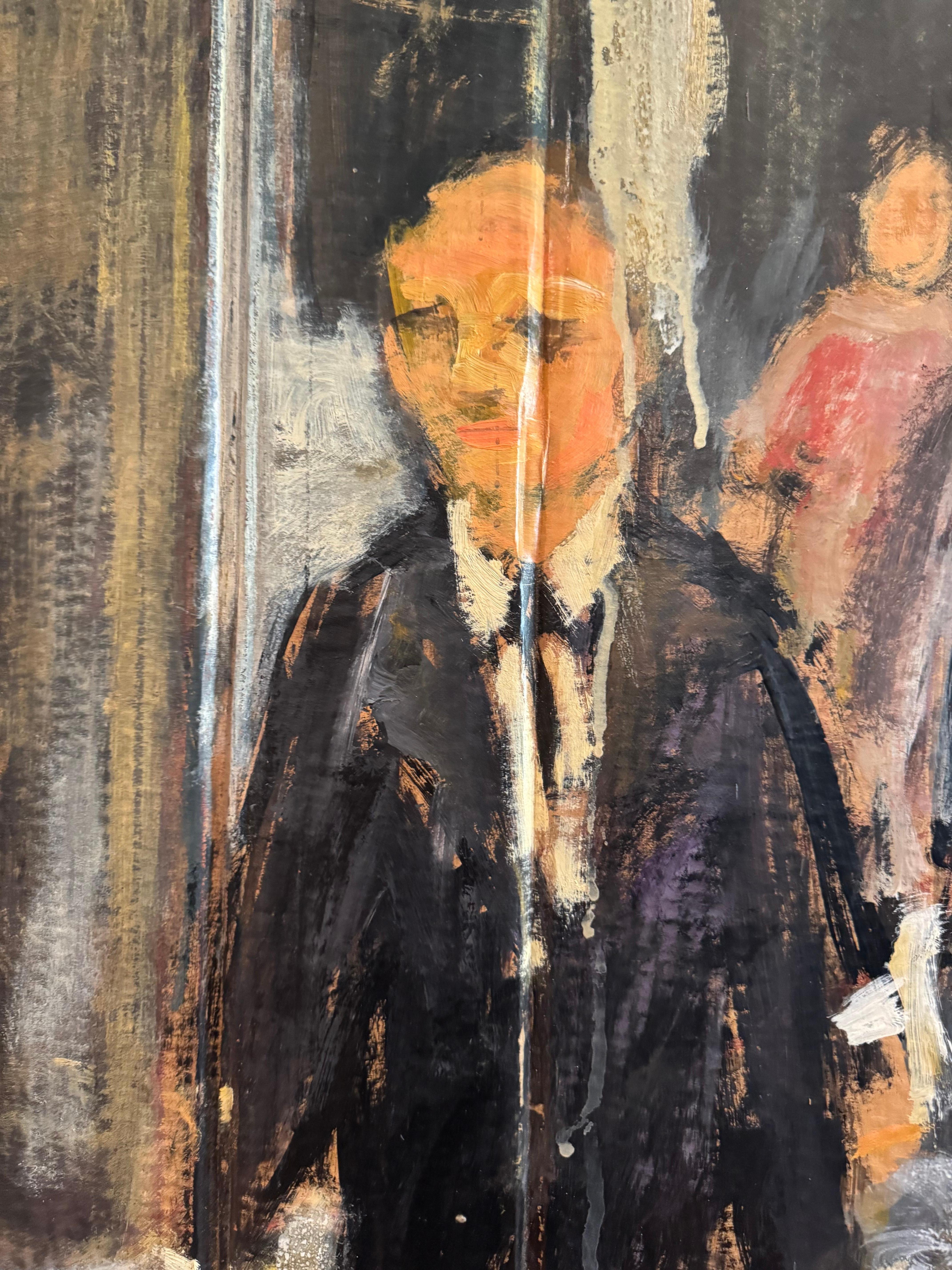 Sehr große imposante Stadt Straßenszene Gemälde (amerikanisch) im Angebot