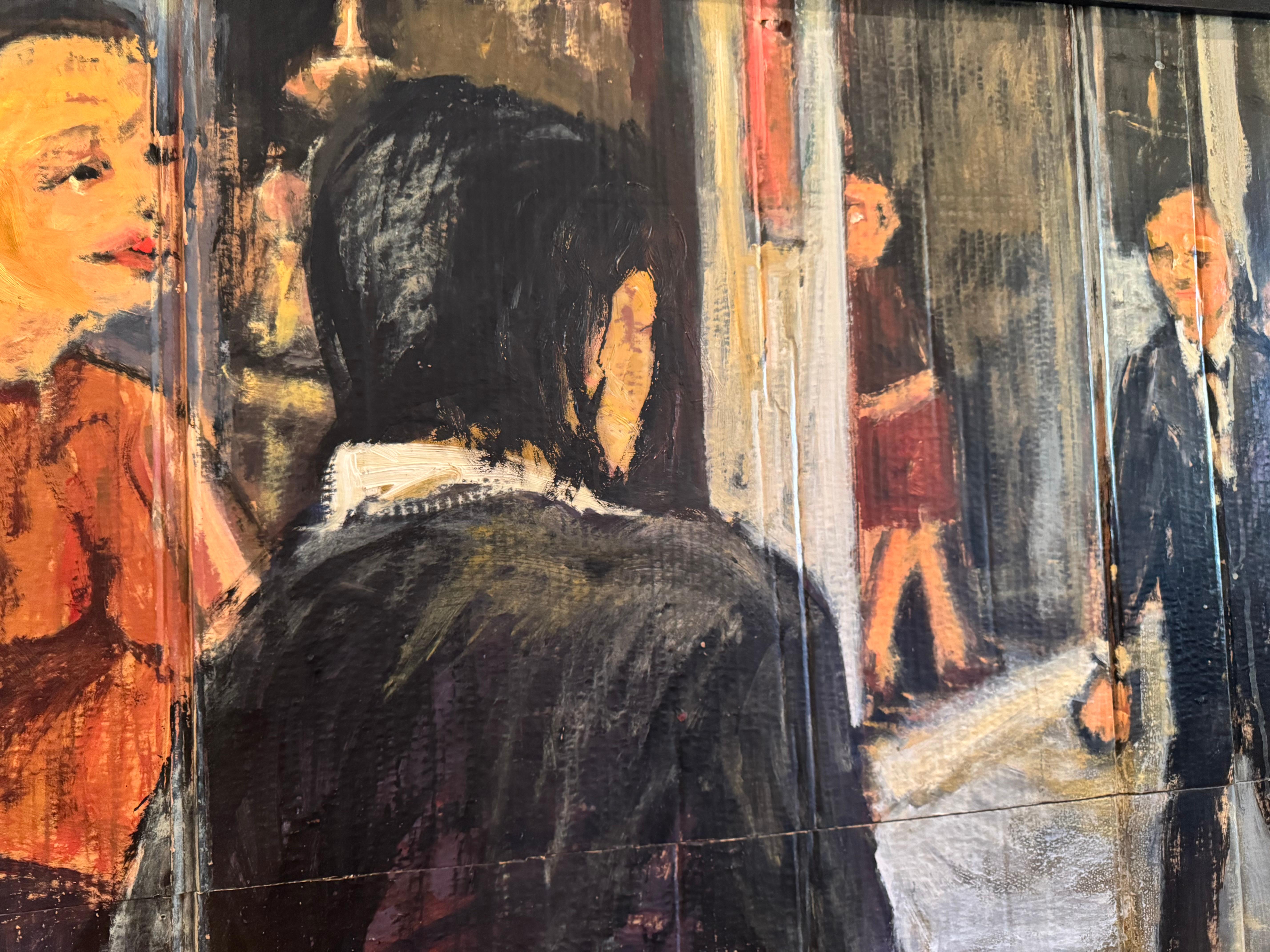 Sehr große imposante Stadt Straßenszene Gemälde (Ende des 20. Jahrhunderts) im Angebot