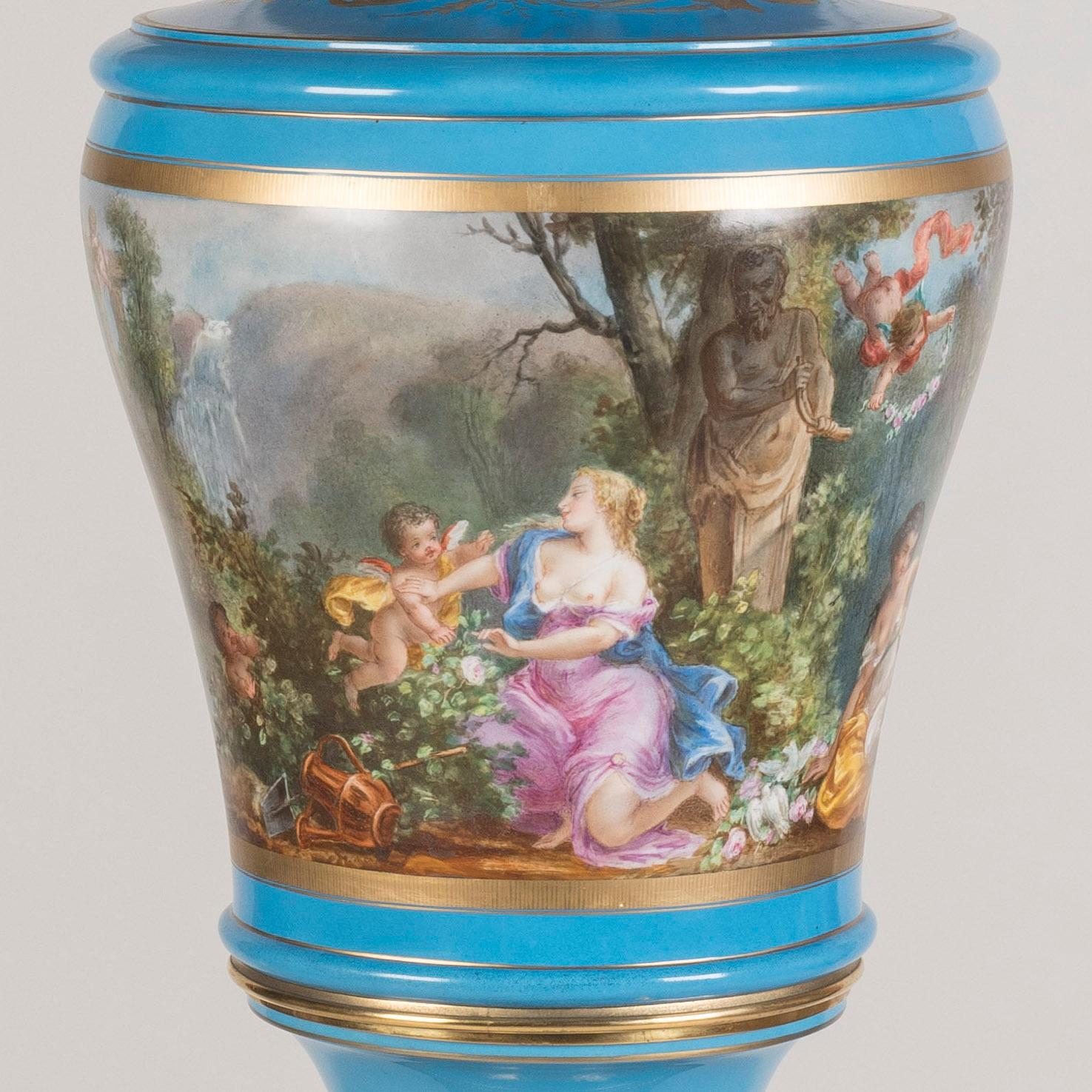 French Very Large & Impressive 19th Century 'Sèvres' Style Porcelain Vase on Pedestal For Sale