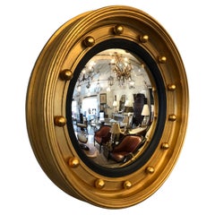 Very Large Impressive Convex & Gilded Round Mirror