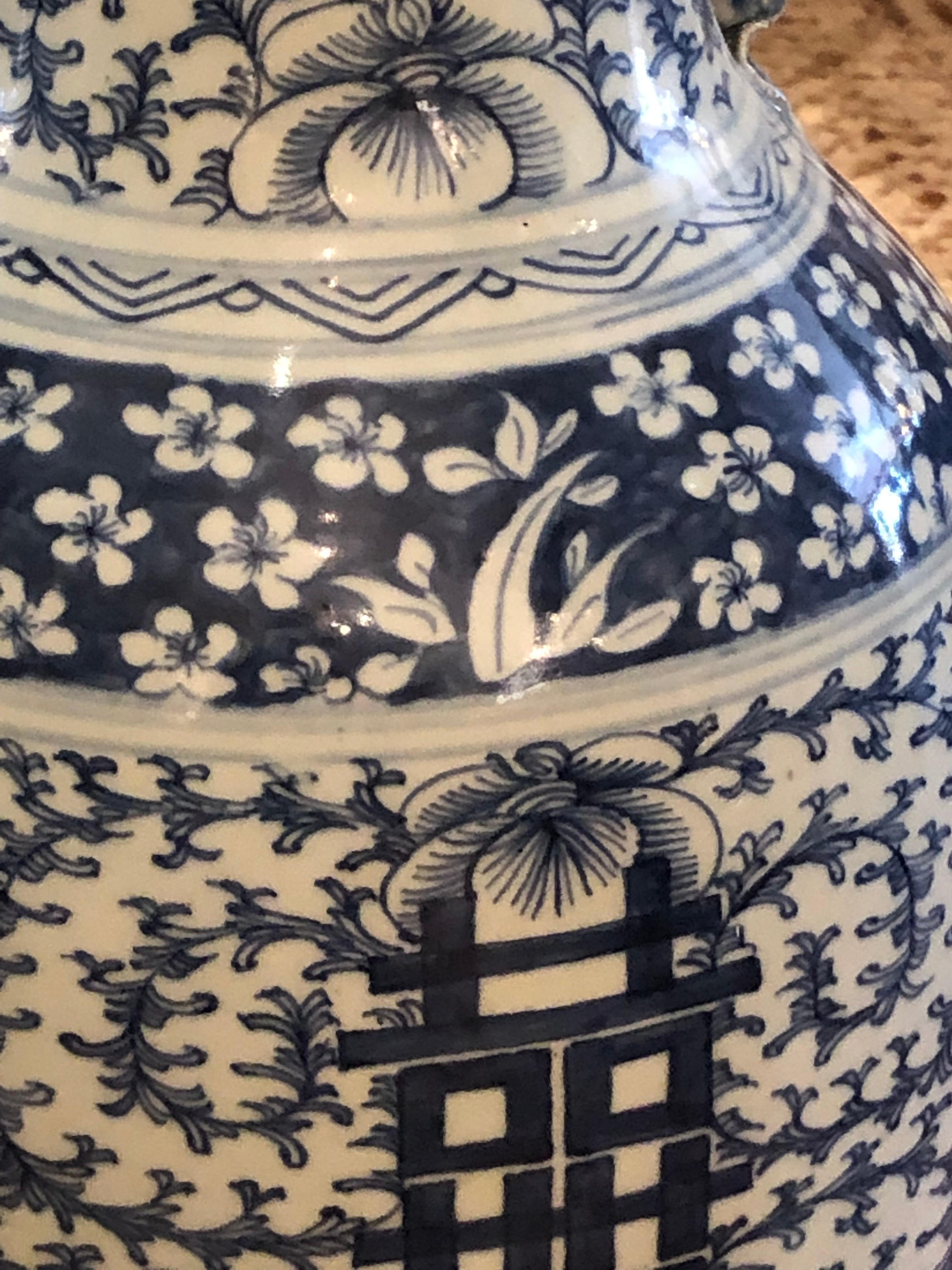 Ceramic Very Large Impressive Trio Collection of 3 Blue & White Chinese Vases For Sale