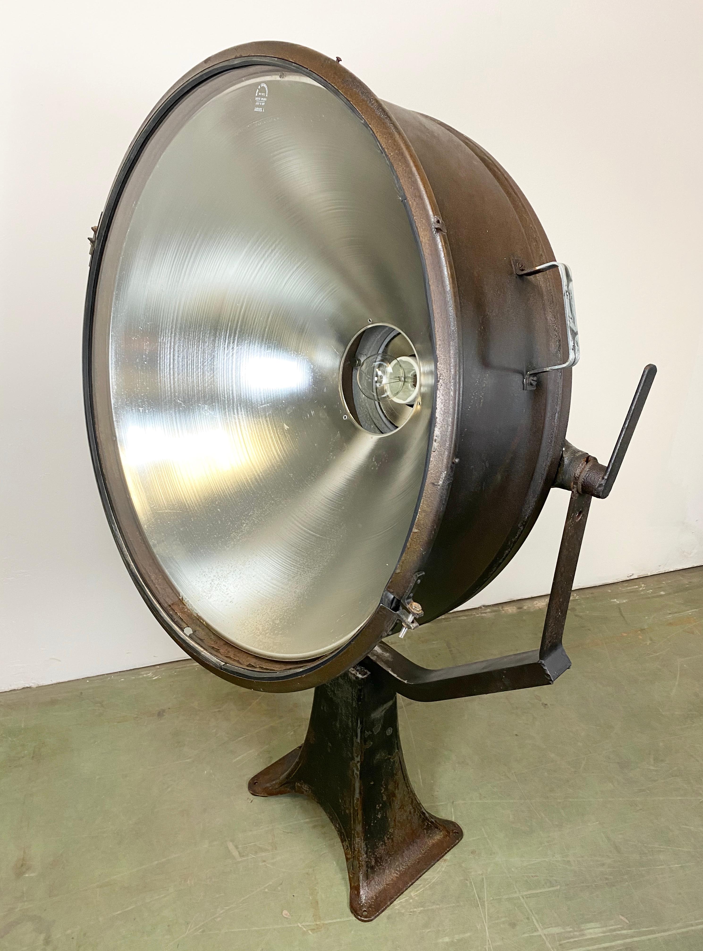 Glass Very Large Industrial Spotlight, 1950s