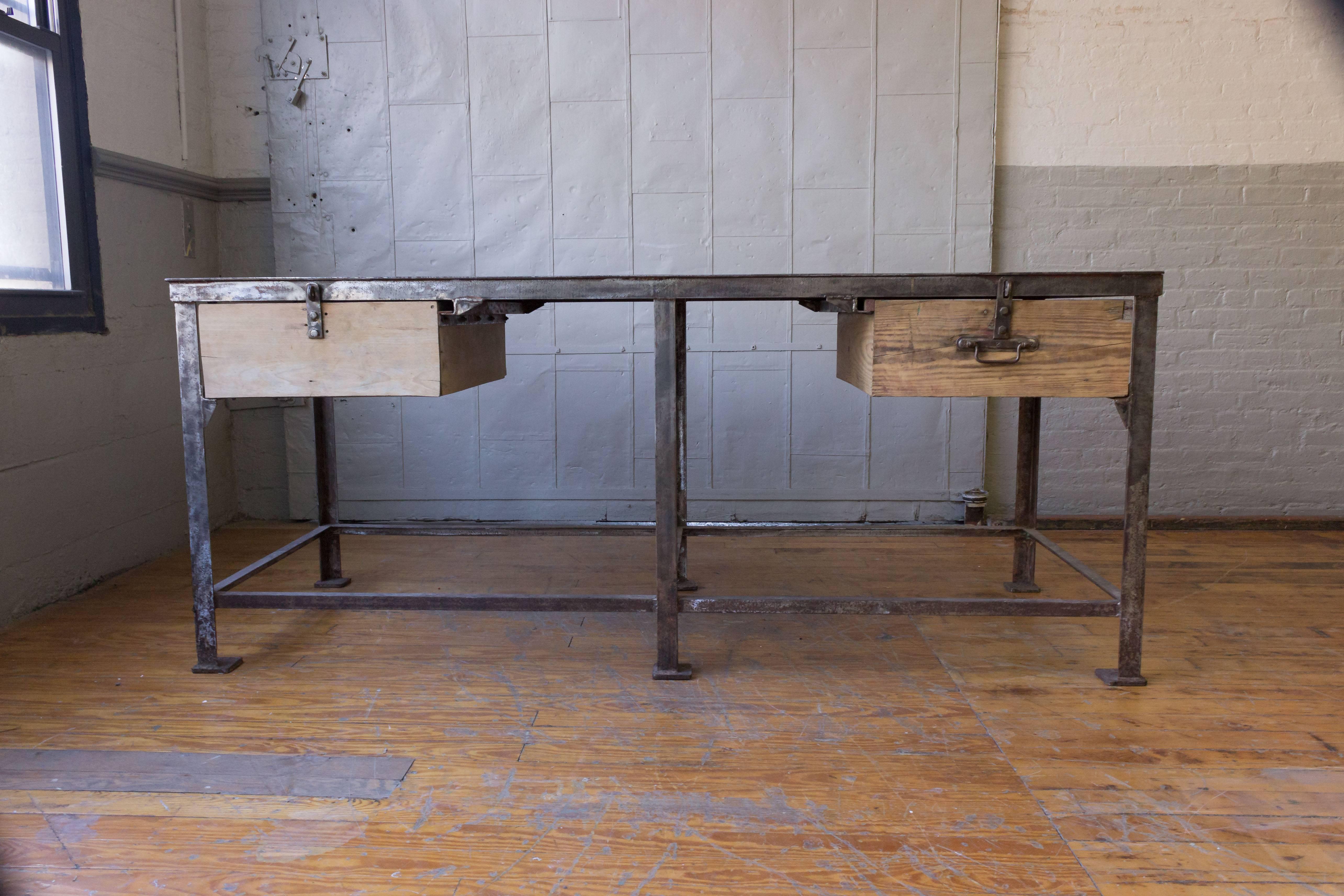 20th Century Very Large Iron Factory Table