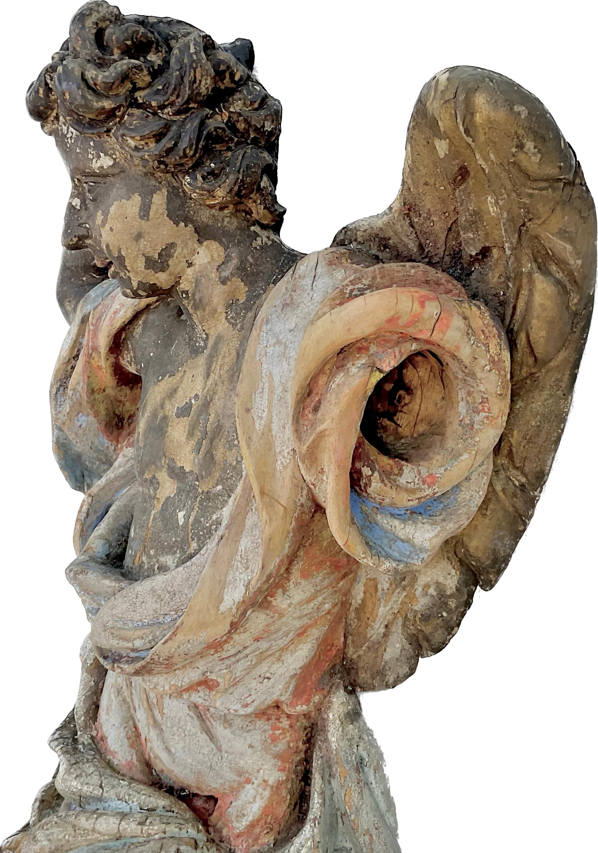 Große italienische Barock-Engelskulptur aus Holz, spätes 17. Jahrhundert im Angebot 2