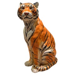 Very Large Italian Ceramic Tiger Statue