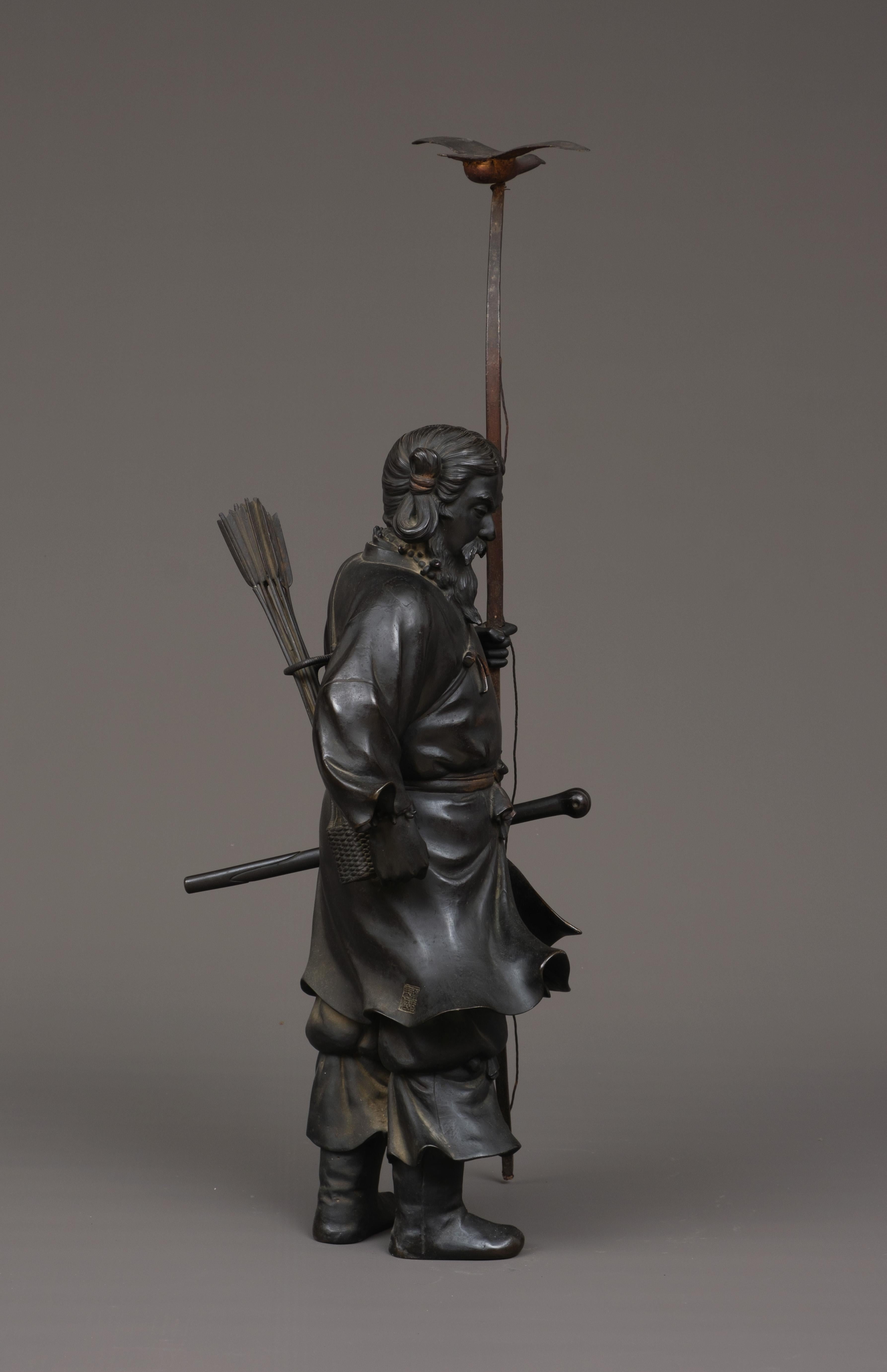 Very large Japanese bronze figure of Emperor Jimmu 神武天皇 (Jinmu’tennô) 5
