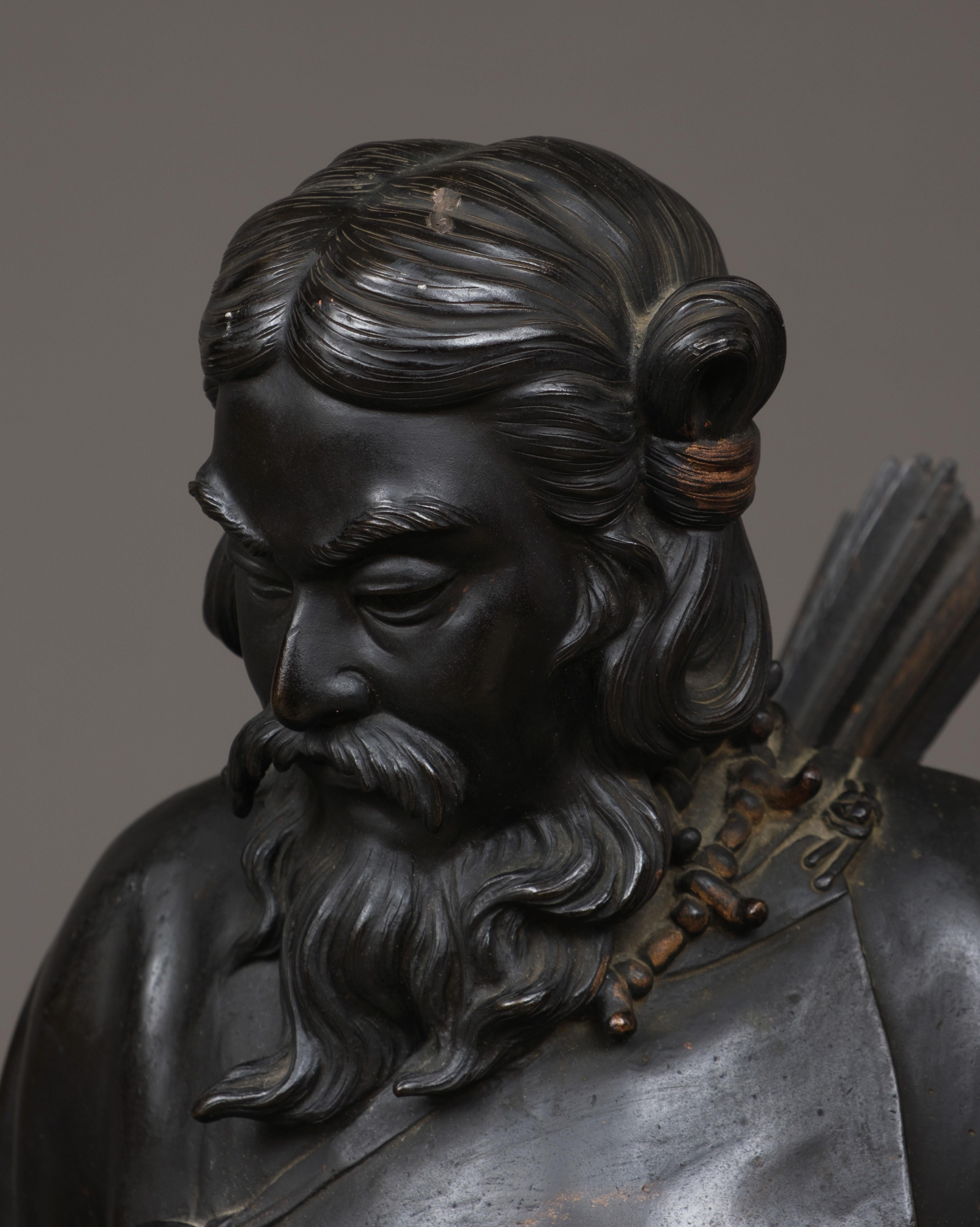 Very large Japanese bronze figure of Emperor Jimmu 神武天皇 (Jinmu’tennô) 7