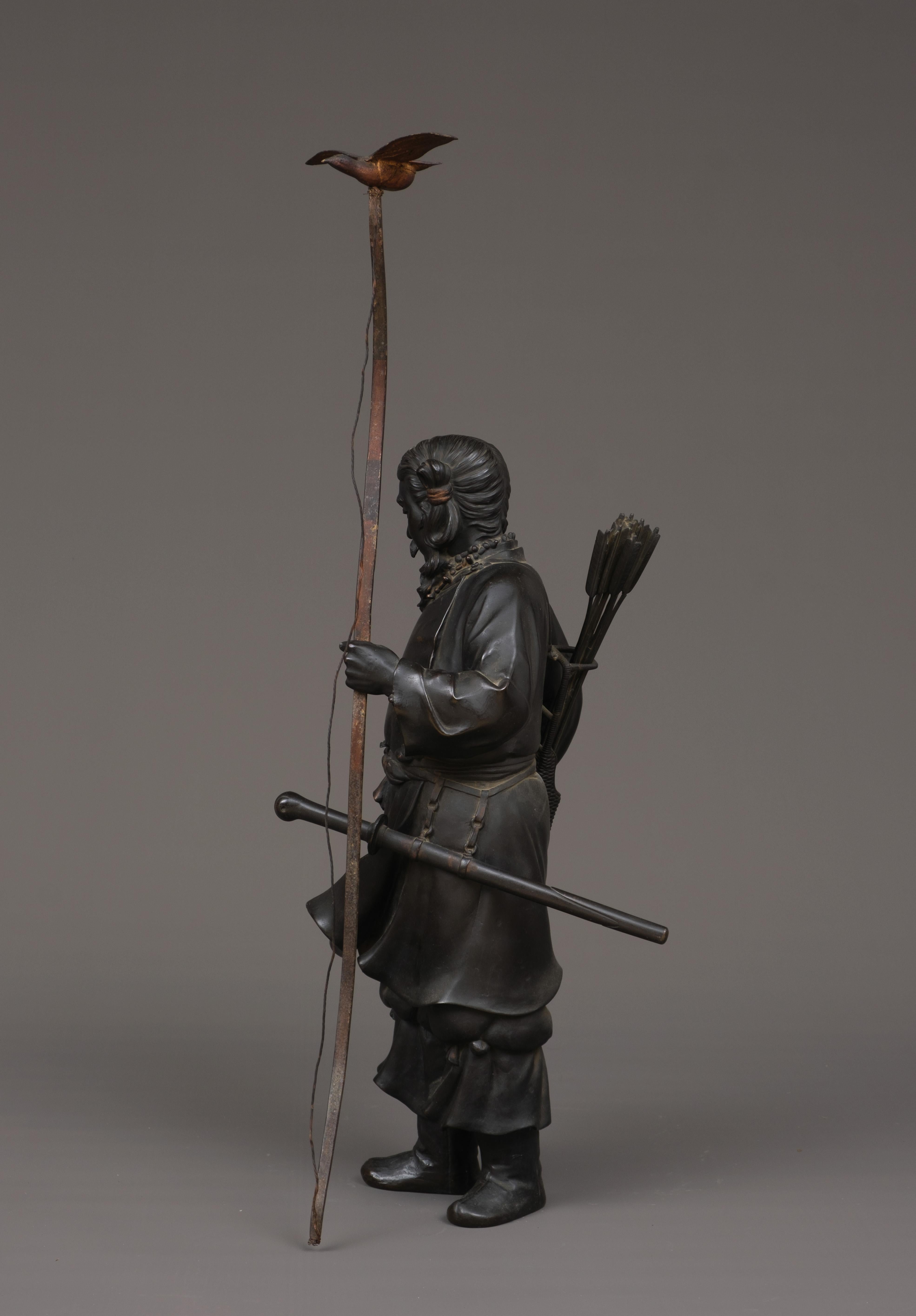 Bronze Very large Japanese bronze figure of Emperor Jimmu 神武天皇 (Jinmu’tennô)