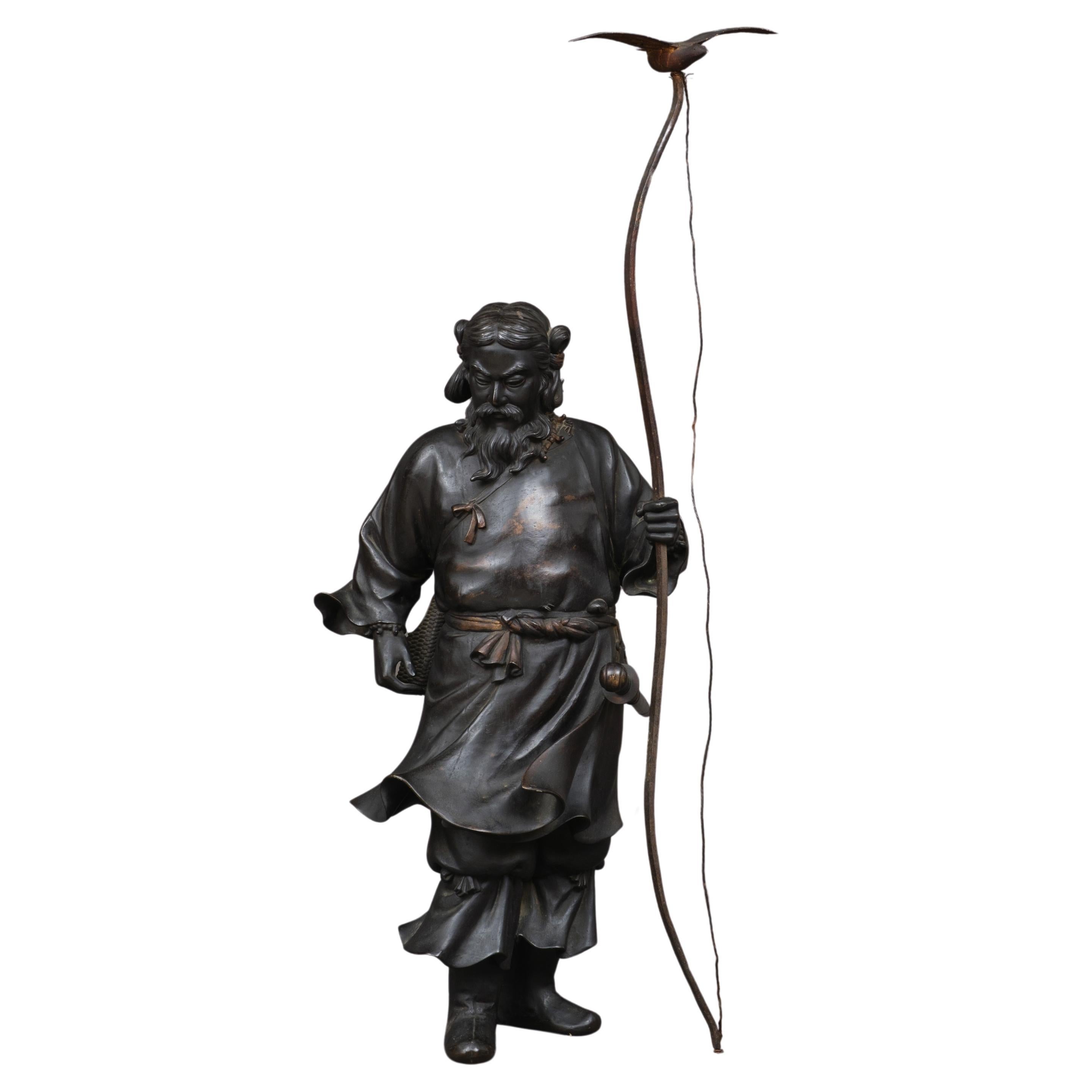 Very large Japanese bronze figure of Emperor Jimmu 神武天皇 (Jinmu’tennô)