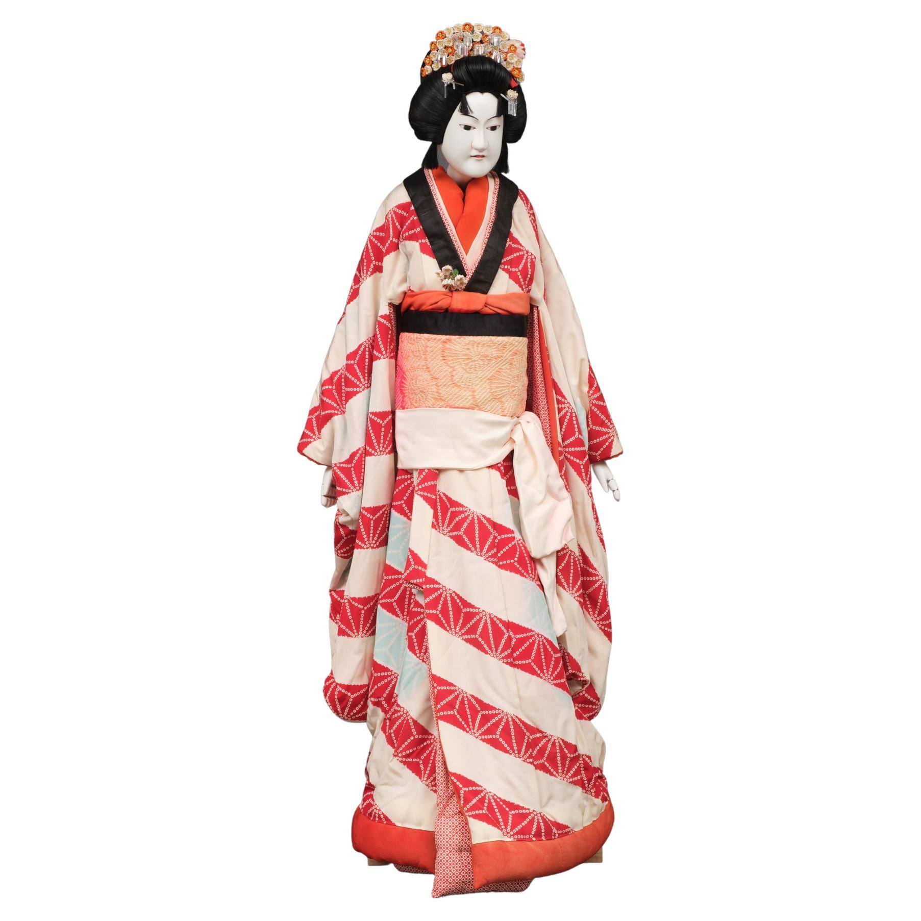 Very large Japanese Bunraku 文楽 Doll of a Beautiful Lady Known as Yaoya Oshichi