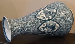 Very Large Japanese Contemporary Blue Imari Porcelain Vase by Master Artist