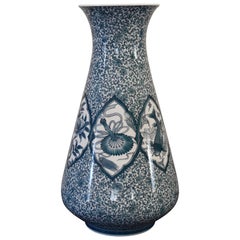 Very Large Japanese Contemporary Blue Imari Porcelain Vase by Master Artist