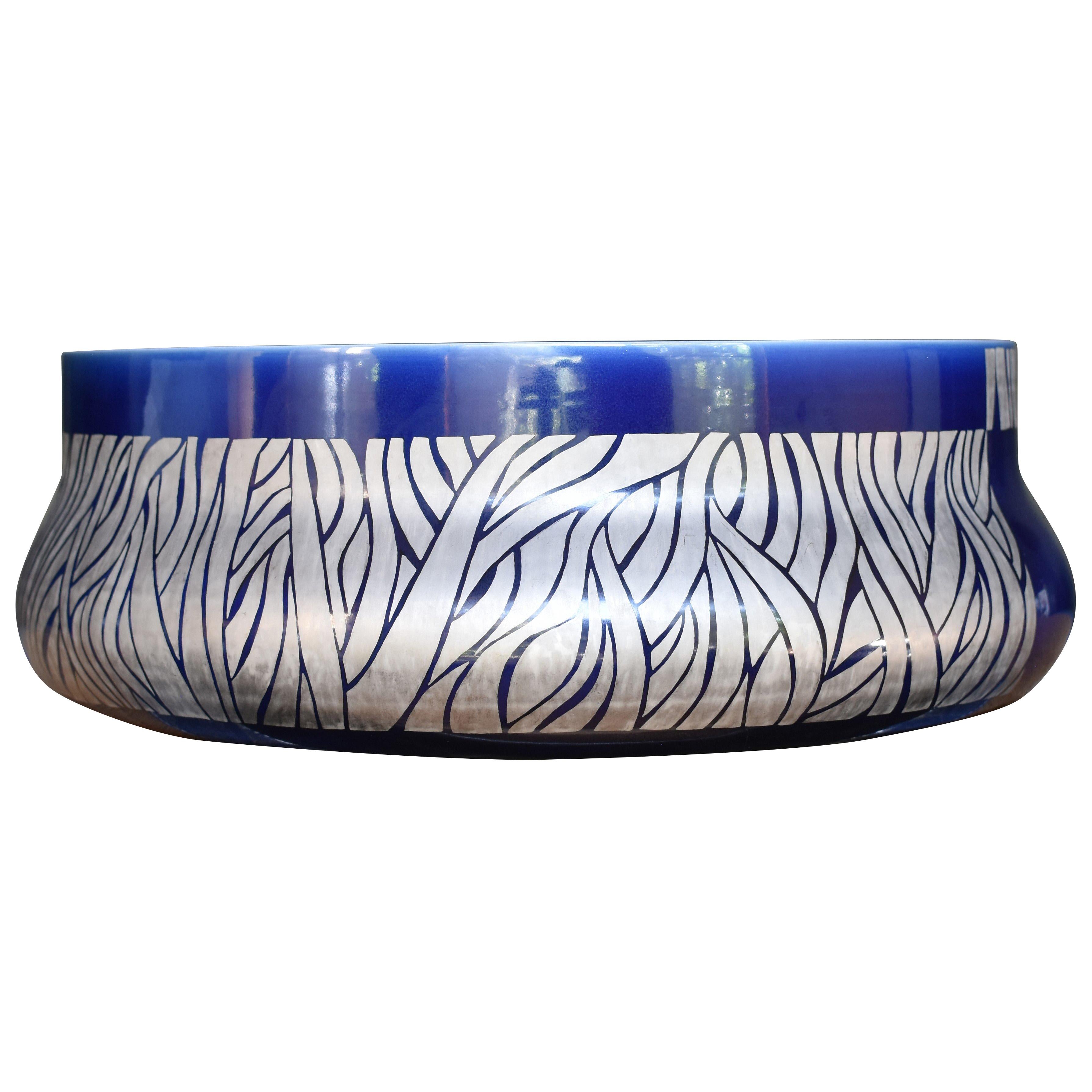 Meiji Japanese Blue Platinum Porcelain Vase by Master Artist, 2 For Sale