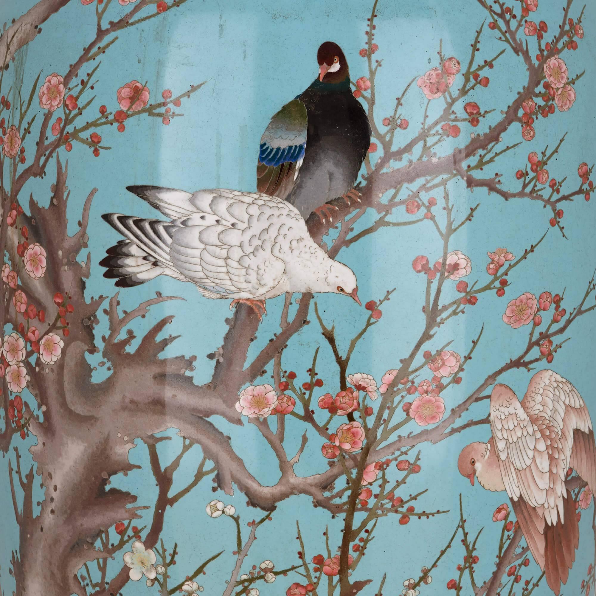Cloissoné Very Large Japanese Vase Decorated with Cloisonne Enamel