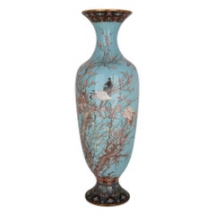 Very Large Japanese Vase Decorated with Cloisonne Enamel