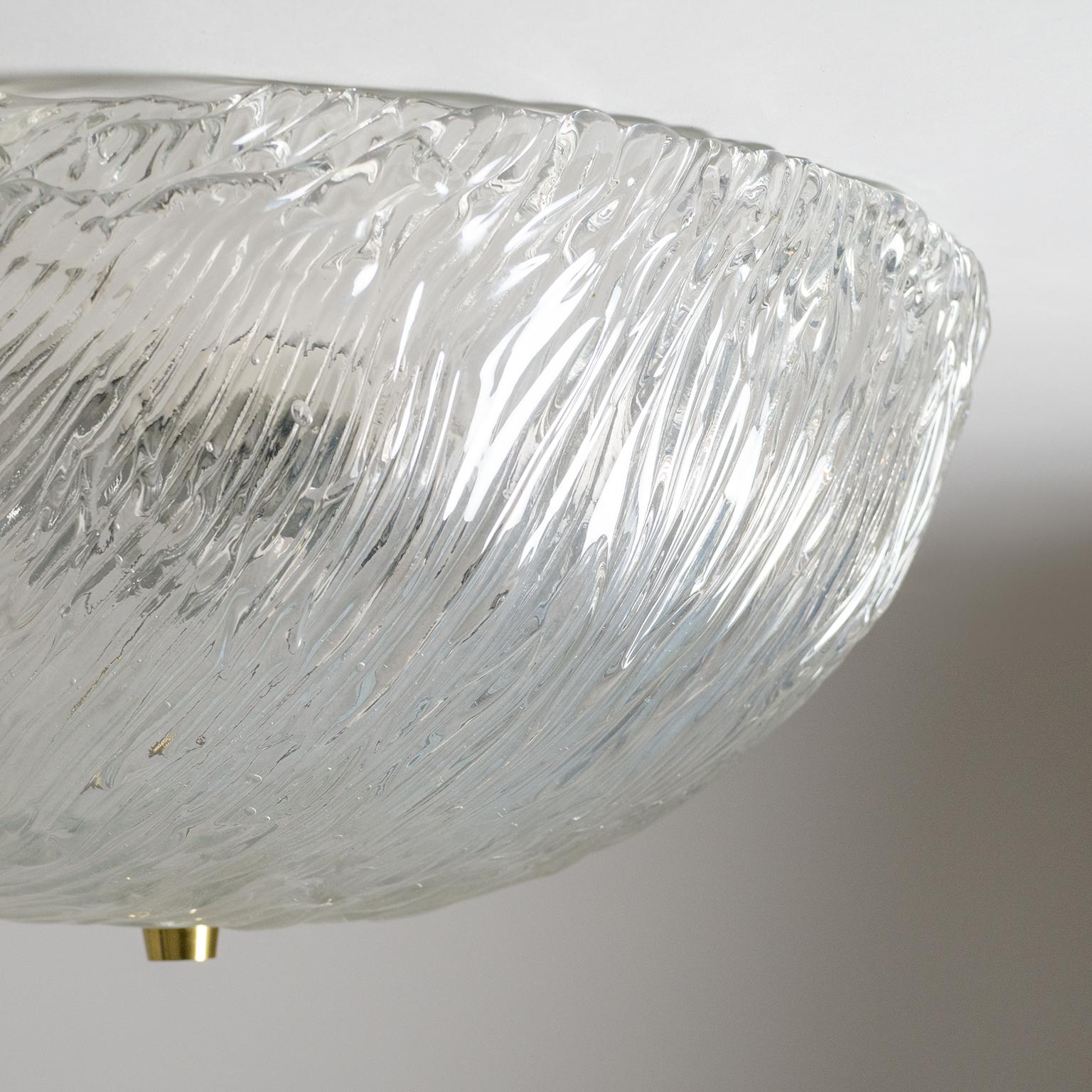 Large J.T. Kalmar Glass Flush Mount, 1950s In Good Condition In Vienna, AT