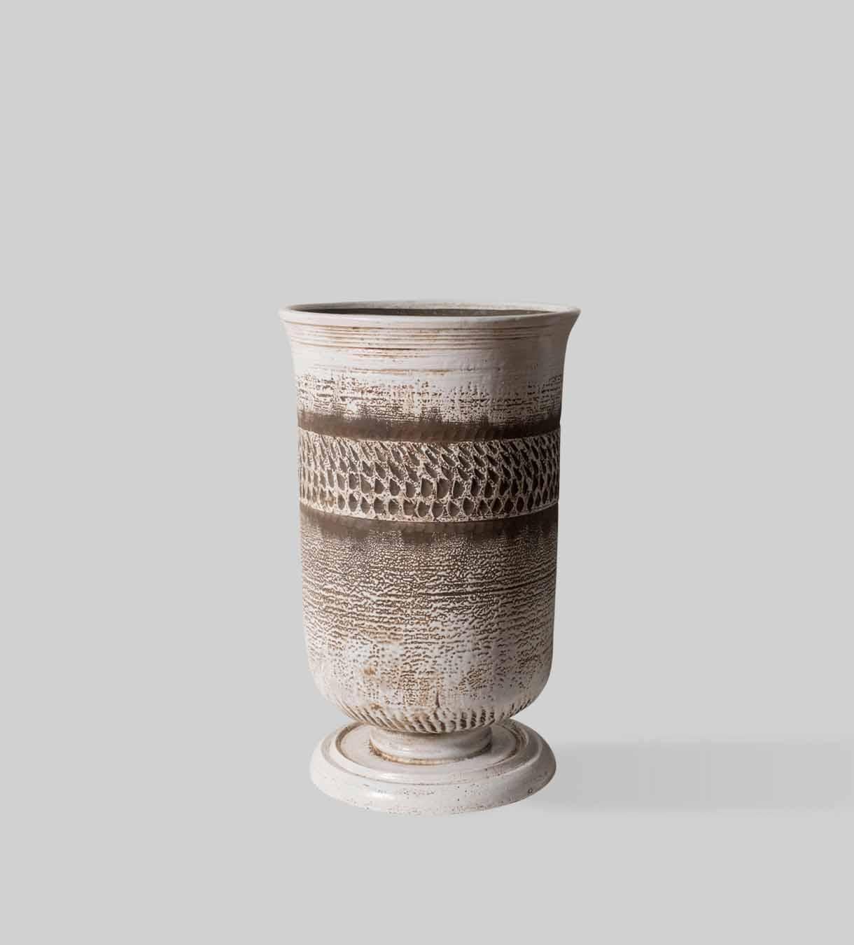 Mid-20th Century Very Large Keramos Vase on Circular Pedestal Base