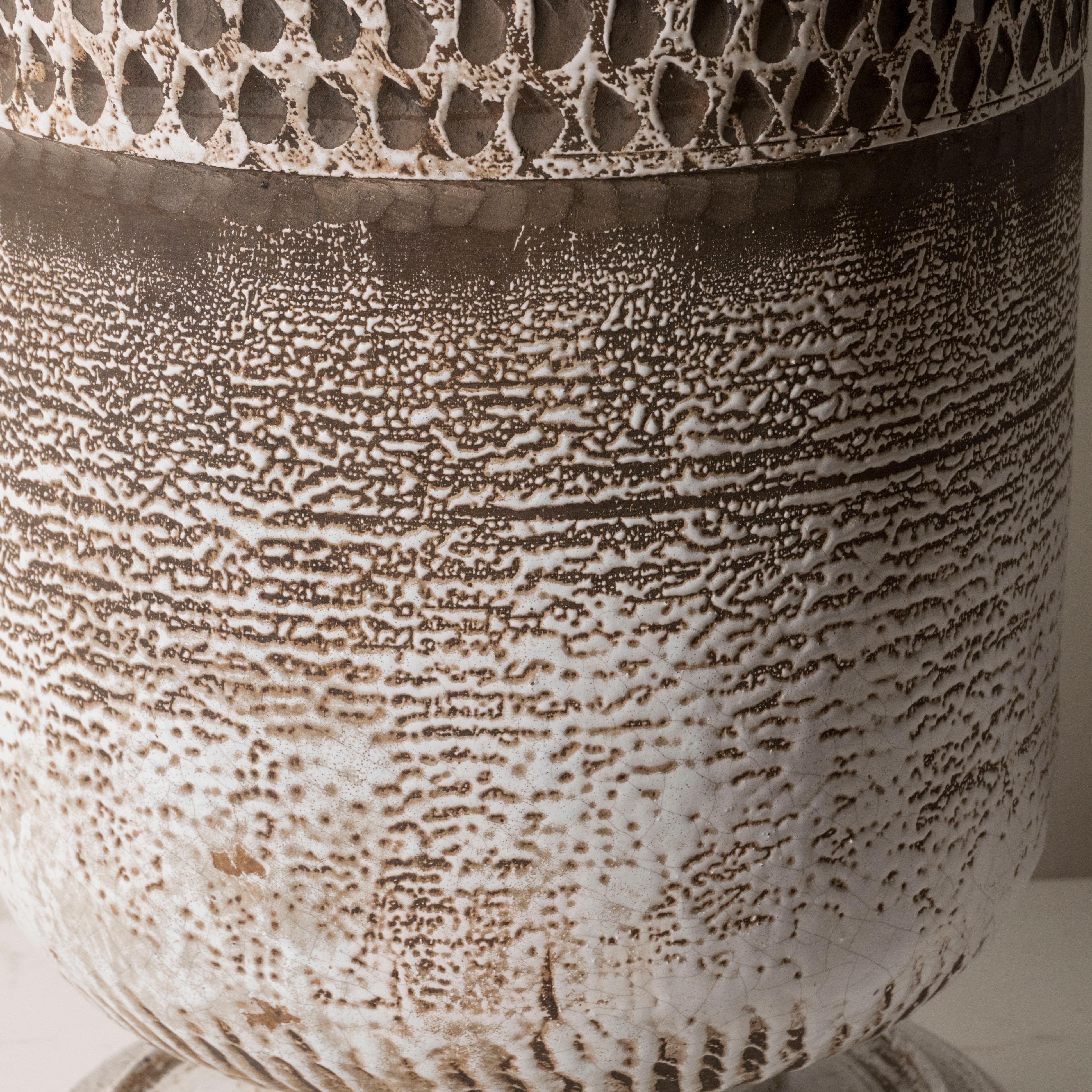 Very Large Keramos Vase on Circular Pedestal Base 1