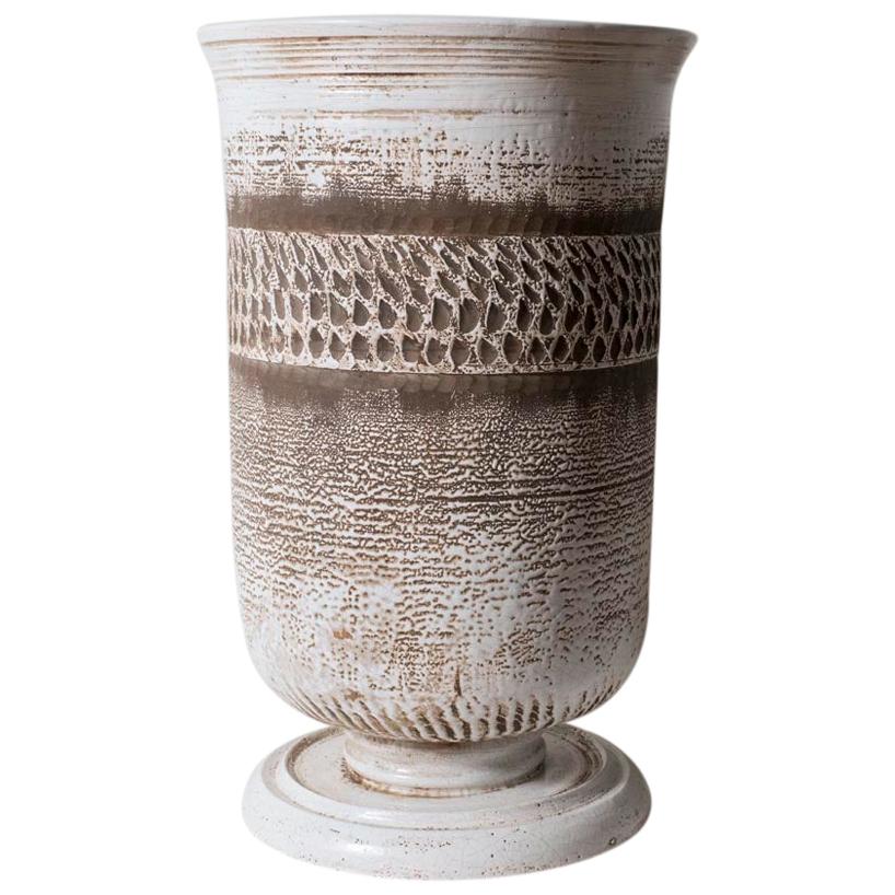 Very Large Keramos Vase on Circular Pedestal Base