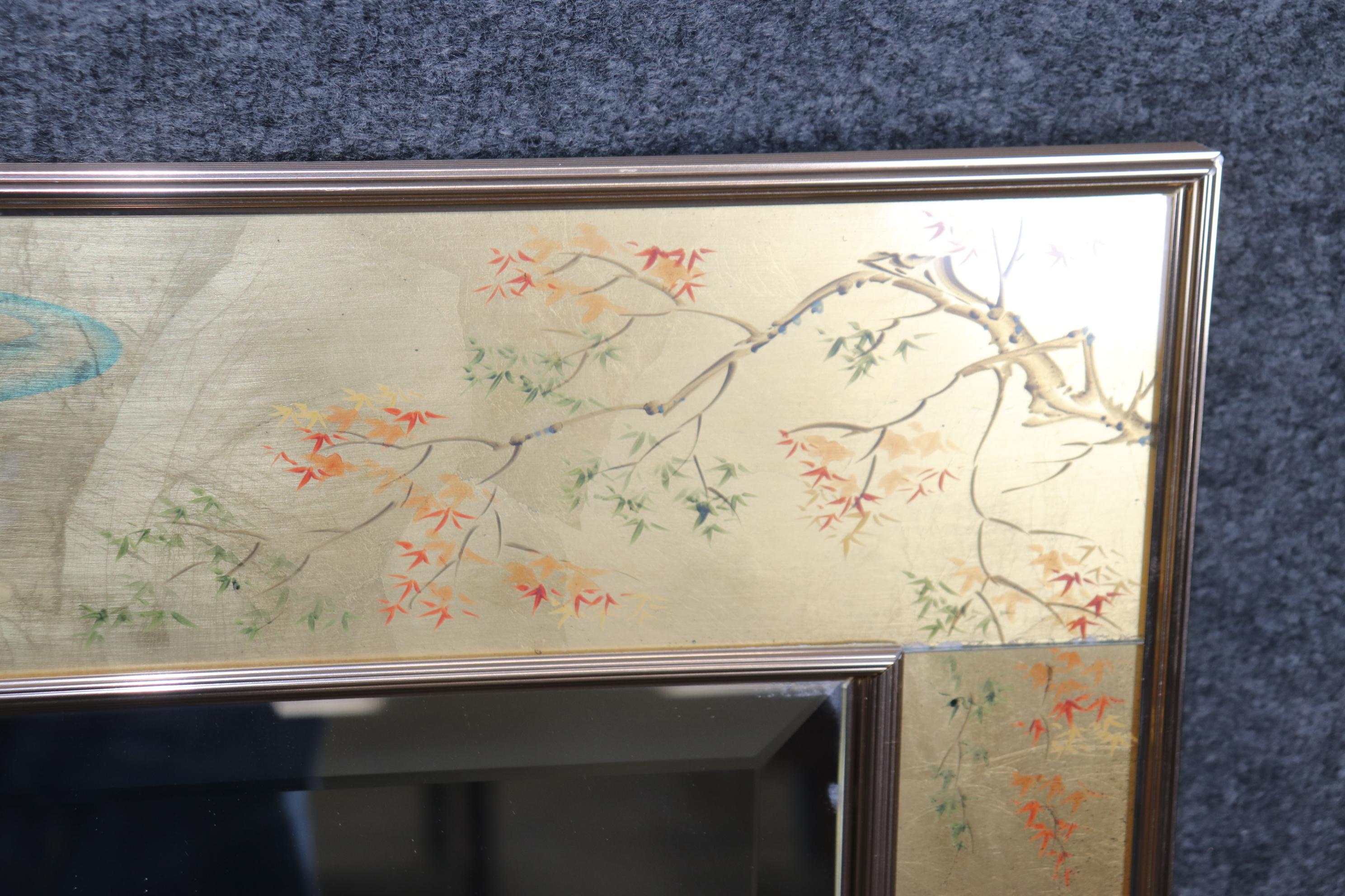 Very Large LaBarge Reverse Paint Decorated Chinoiserie Eglomise Beveled Mirror 2