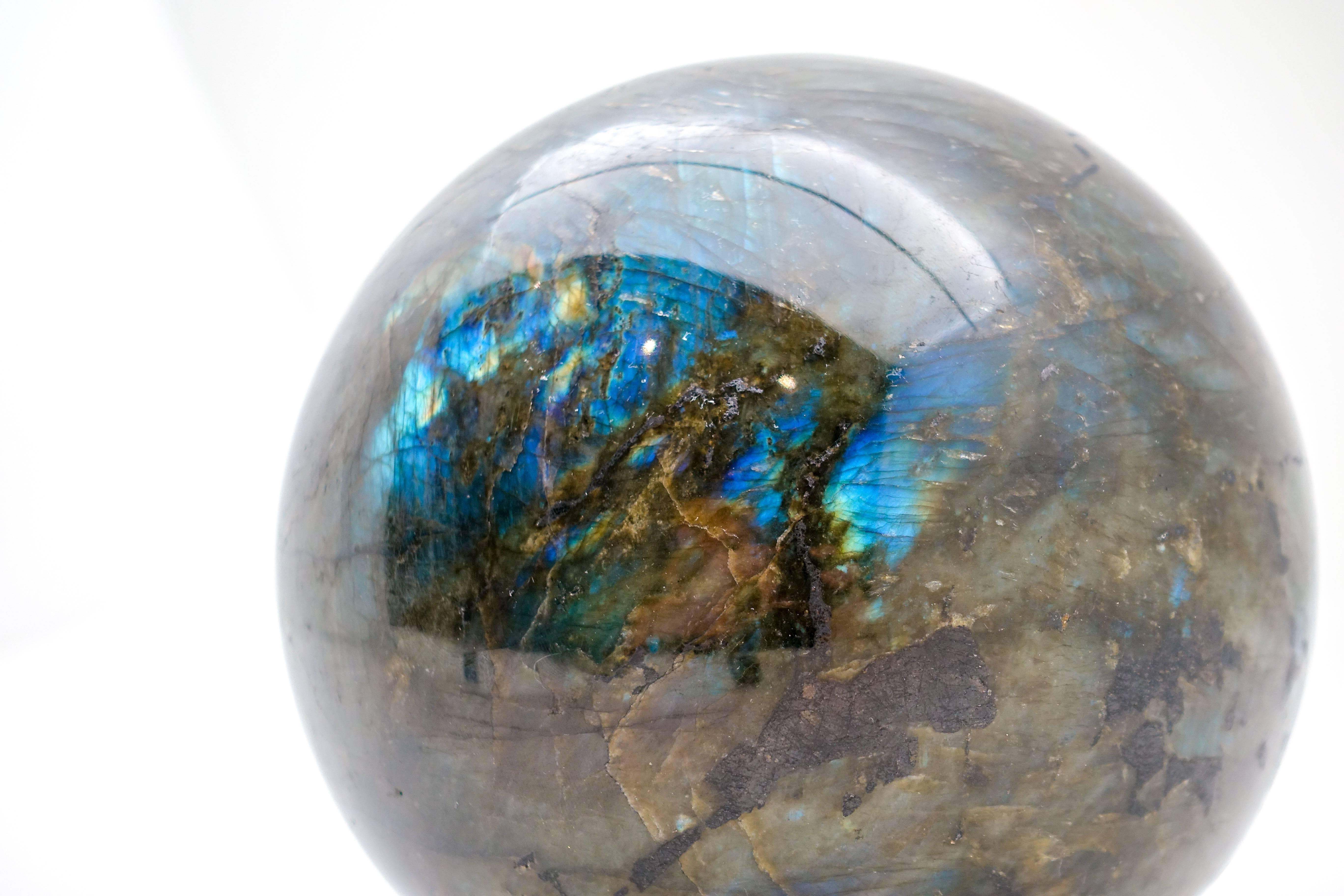 Malagasy Very Large Labradorite Sphere Hand-Carved in Madagascar