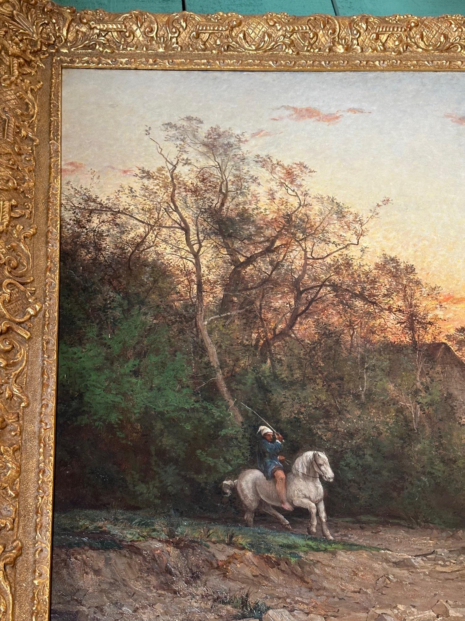 Gran Paisaje Pastoral Verdure Óleo sobre lienzo, Ch. Vacas de Boulogne Regando en venta 12