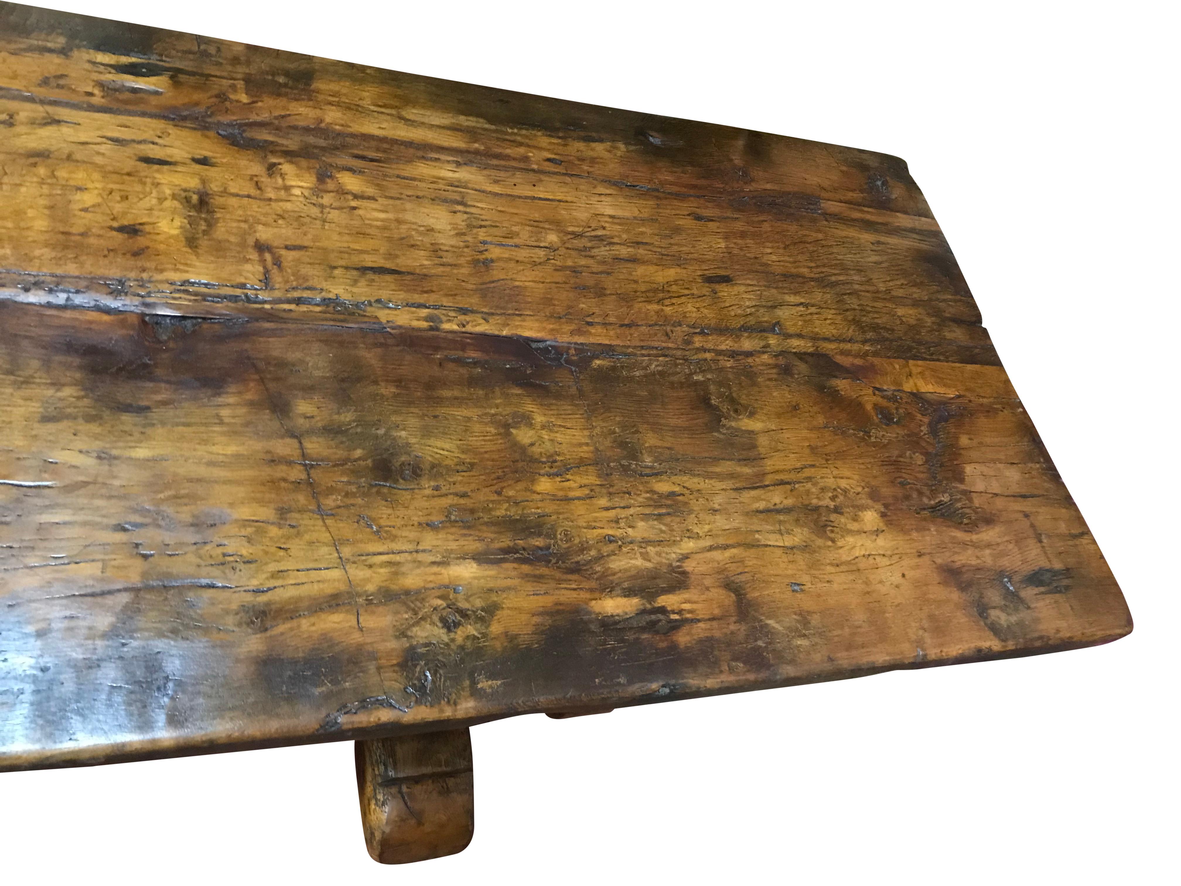 Very Large Late 19th Century Golden Oak Refectory Table 1