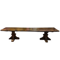 Antique Very Large Late 19th Century Golden Oak Refectory Table