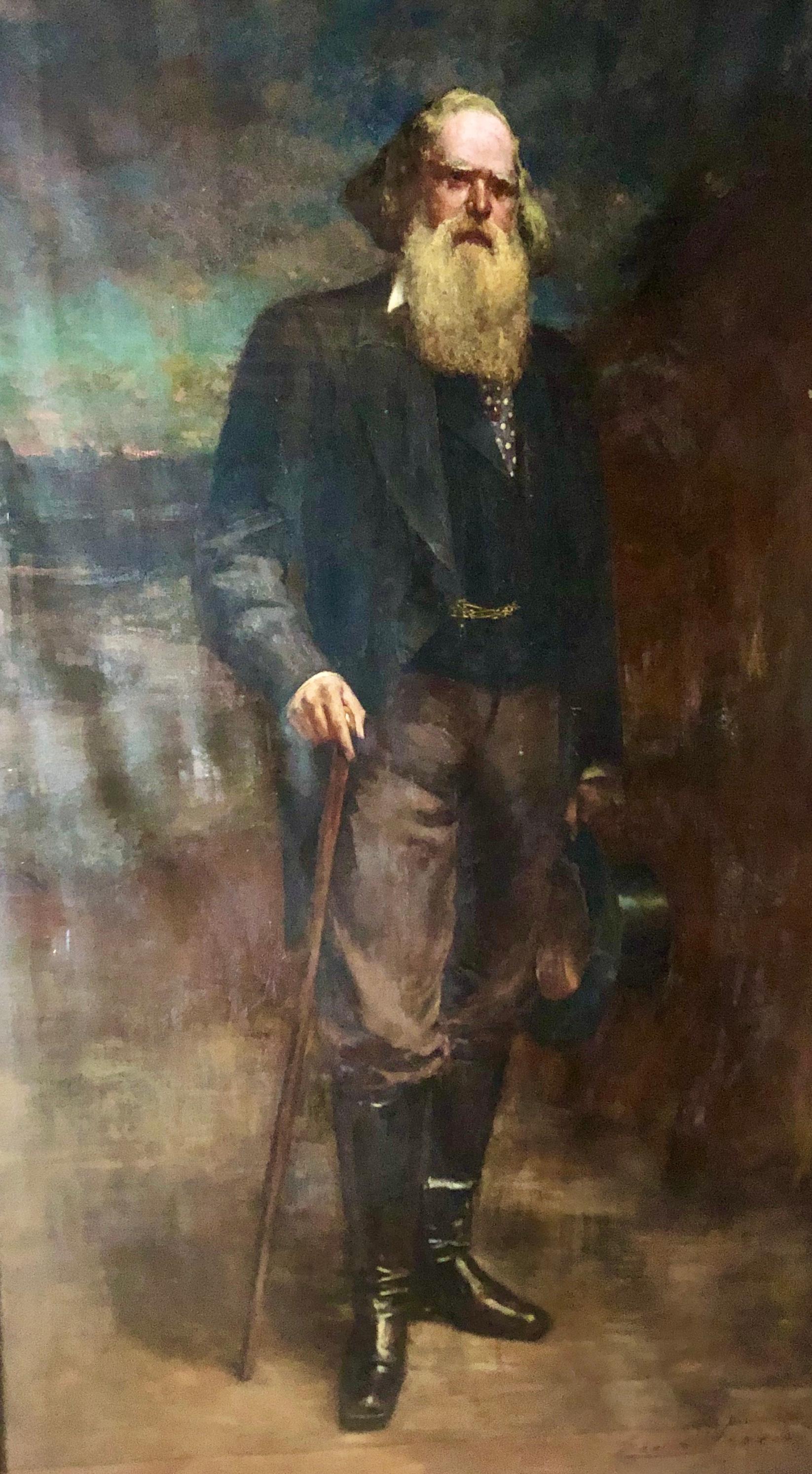 A very large portrait of the 19th century english dignitary surgeon Oliver Pemberton, who was the Birmingham General Hospital Surgeon from 1852. He became a Fellow of the Royal College of Surgeons in 1878 (which this painting commemorates) and