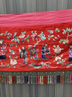 Very Large Late Qing Dynasty Narrative Chinese Silk Textile Panel