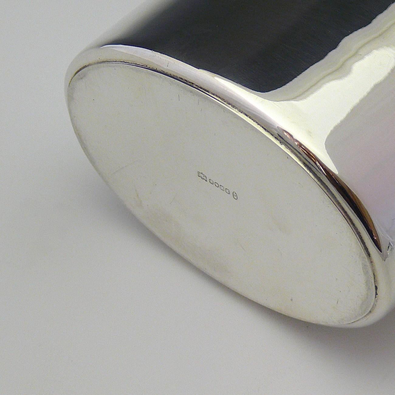 British Very Large Leather and Silver Plate Flask, circa 1910