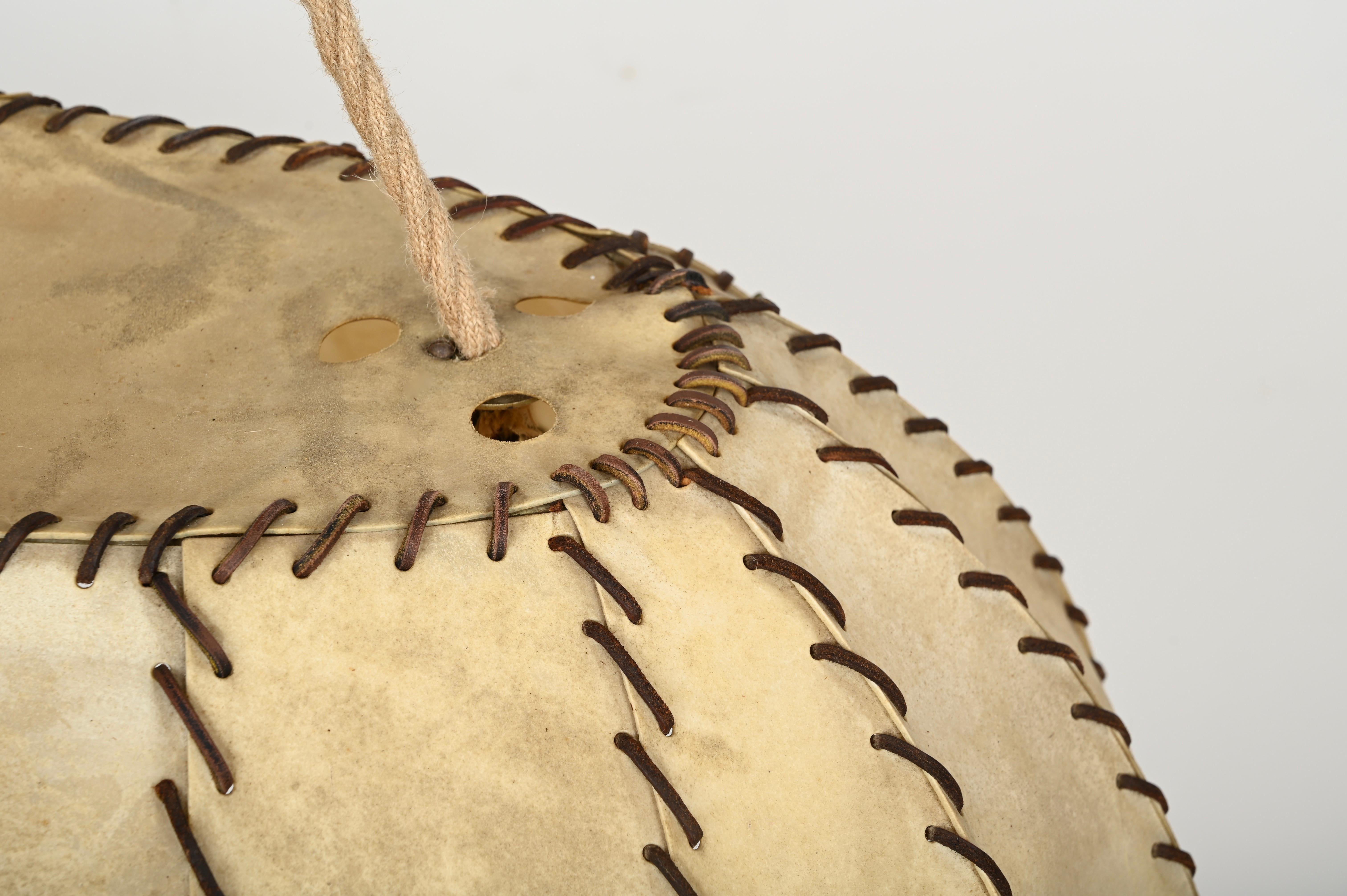 Very Large Leather and Vellum Italian Chandelier, Max Ingrand, Italy 1940s 5