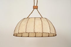 Very Large Leather and Vellum Italian Chandelier, Max Ingrand, Italy 1940s