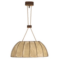 Very Large Leather and Vellum Italian Chandelier, Max Ingrand, Italy 1940s