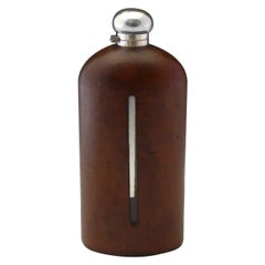 Very Large Leather Covered Hip Flask of Decanter Size, circa 1890