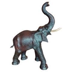 Very large leather elephant, late 20th Century