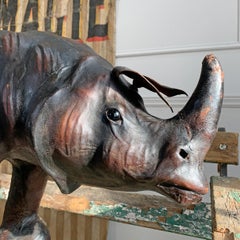 Very Large Liberty of London Leather Rhinoceros Footstool 32 Inches Long